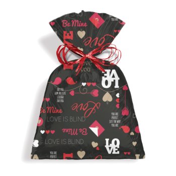 SACO PEROLIZADO PRESENTE LOVE 50cm x 69cm Pacote 50 Peças PRETO