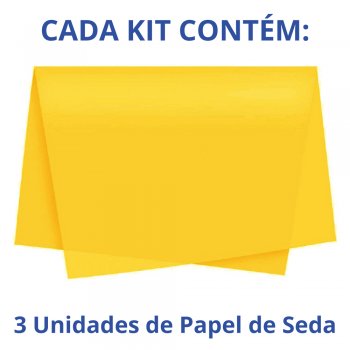 AUTOSSERVIÇO KIT PAPEL DE SEDA LISO 50cm x 70cm Conjunto 3 Folhas AMARELO OURO