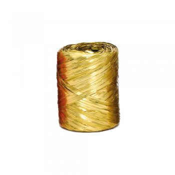 RAPHIA MASTER SINTÉTICA METALIZADA LISA . 100m 1 Rolo OURO MR06