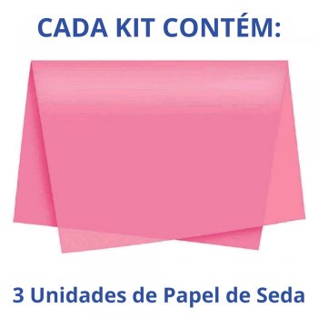 AUTOSSERVIÇO KIT PAPEL DE SEDA LISO 50cm x 70cm Conjunto 3 Folhas GÉRBERA