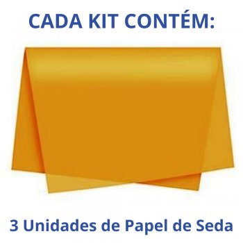 AUTOSSERVIÇO KIT PAPEL DE SEDA LISO 50cm x 70cm Conjunto 3 Folhas LARANJA