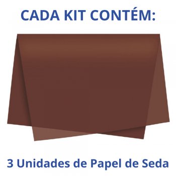 AUTOSSERVIÇO KIT PAPEL DE SEDA LISO 50cm x 70cm Conjunto 3 Folhas MARROM