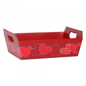CESTA PAPER . CUORE Grande (28,5cm x 20cm x 9cm) Pacote 4 Peças VERMELHO