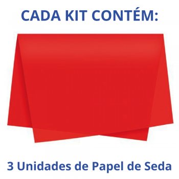 AUTOSSERVIÇO KIT PAPEL DE SEDA LISO 50cm x 70cm Conjunto 3 Folhas VERMELHO