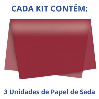 AUTOSSERVIÇO KIT PAPEL DE SEDA LISO 50cm x 70cm Conjunto 3 Folhas VINHO