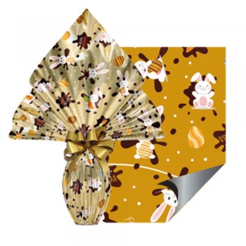 POLI METALIZADO DECORADO CHOCOLATIER 70cm x 90cm Pacote 25 Folhas OURO