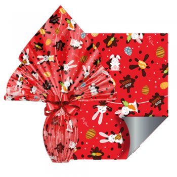 POLI METALIZADO DECORADO CHOCOLATIER 70cm x 90cm Pacote 25 Folhas VERMELHO