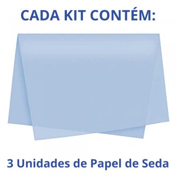 AUTOSSERVIÇO KIT PAPEL DE SEDA LISO 50cm x 70cm Conjunto 3 Folhas AZUL CLARO