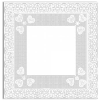 POLI QUADRADO CORAÇÃO RENDA 68cm x 68cm Pacote 50 Folhas BRANCO