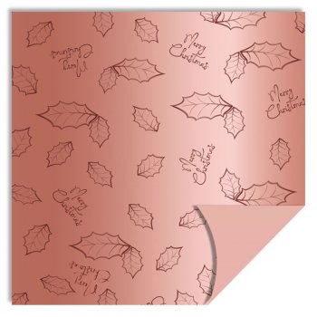 POLI PEROLIZADO 40mc DUPLA FACE MERRY CHRISTMAS 69cm x 69cm Pacote 25 Folhas ROSE GOLD