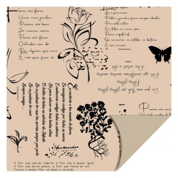 PAPEL KRAFT DECORADO POESIA 70cm x 69cm Pacote 25 Folhas .