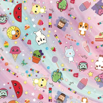 PAPEL DE PRESENTE DECORADO KAWAII 70cm x 100cm Pacote 20 Folhas