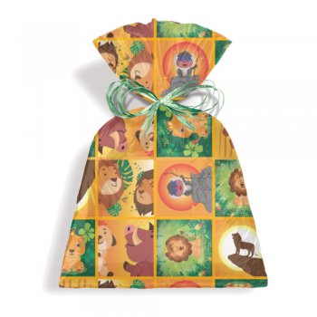 SACO PEROLIZADO PRESENTE LEÃO 35cm x 59cm Pacote 50 Peças .