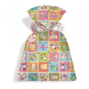 SACO PEROLIZADO PRESENTE CORUJA 25cm x 35cm Pacote 50 Peças .