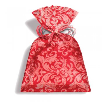 SACO METALIZADO PRESENTE DAMASK 60cm x 89cm Pacote 50 Peças VERMELHO