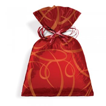 SACO METALIZADO PRESENTE TRIBAL 45cm x 59cm Pacote 50 Peças VERMELHO / OURO