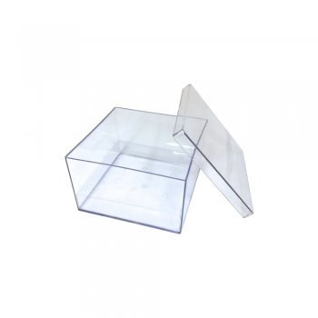 CAIXA ACRÍLICA QUADRADA . 14cmX14cmX8,5cm 01 PEÇA INCOLOR
