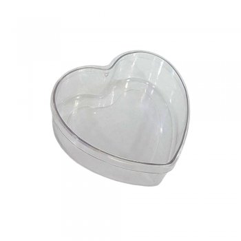 CAIXA ACRÍLICA CORAÇÃO . 16cmX14cmX4,5cm 1 PEÇA INCOLOR