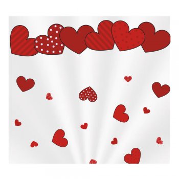 SACO TRANSPARENTE CESTA CUORE 80cm x 89cm Pacote 25 Peças VERMELHO