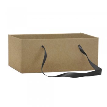 CACHEPOT PAPER RETANGULAR COM ALÇA LISO 24cm x 15cm x 10cm Pacote 5 Peças KRAFT