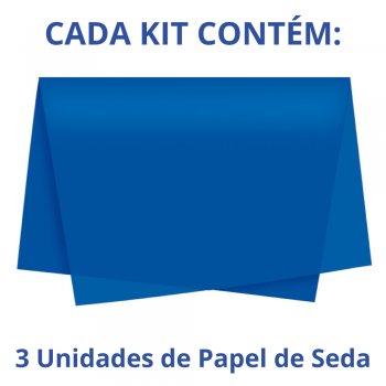 AUTOSSERVIÇO KIT PAPEL DE SEDA LISO 50cm x 70cm Conjunto 3 Folhas AZUL ESCURO