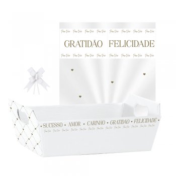 AUTOSSERVIÇO KIT CESTA PAPER ESSÊNCIA Pequena (21,5cm x 8cm x 15cm) Conjunto 3 Peças BRANCO