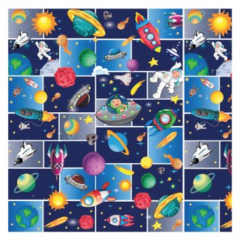PAPEL DE PRESENTE DECORADO ASTRONAUTA 70cm x 100cm Pacote 20 Folhas