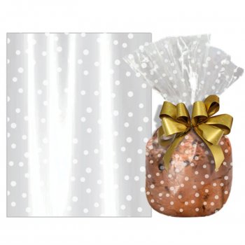 SACO TRANSPARENTE MULTIUSO BOLINHA 25cm x 35cm Pacote 50 Folhas BRANCA