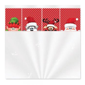 SACO TRANSPARENTE DECORADO NATAL DIVERTIDO 60cm x 89cm Pacote 25 Peças .