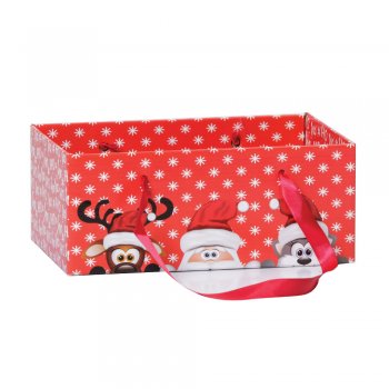 CACHEPOT PAPER RETANGULAR COM ALÇA NATAL DIVERTIDO 24cm x 15cm x 10cm Pacote 5 Peças .