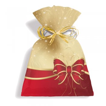 SACO PEROLIZADO PRESENTE NATAL GOLD 25cm x 35cm Pacote 50 Peças .