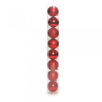 BOLAS LISA MATTE COM GLITTER . 7CM  JG C/8 PC 1613089 VERMELHA