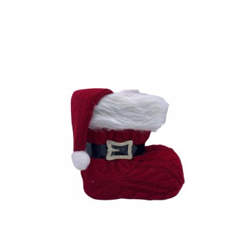 BOTA DE NATAL . . 14CM 01 PEÇA VERMELHO / BRANCO