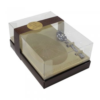 CAIXA OVO COLHER DESMONTADA . 5 PEÇAS 500g MARROM / OURO