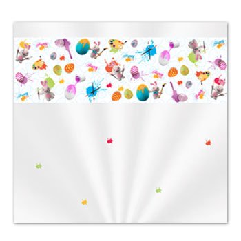 SACO TRANSPARENTE DECORADO COELHO ARTISTA 80cm x 89cm Pacote 25 Peças .
