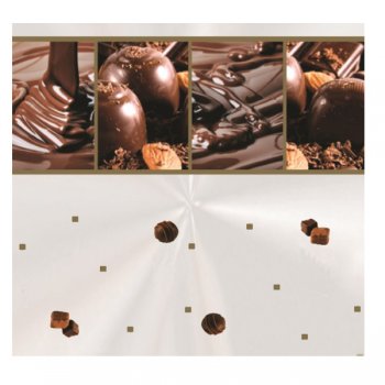 SACO TRANSPARENTE DECORADO CHOCOLATE 80cm x 89cm Pacote 25 Peças .