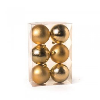 BOLA FOSCA E BRILHANTE . 8CM  JG C/6 PC 1640912 OURO