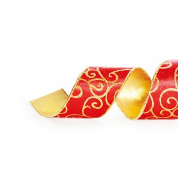 FITA ARABESCO . . 6,3CM  COM 1 PEÇA 1613654 VERMELHO / OURO