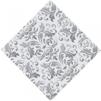POLI METALIZADO PRATIC DAMASK 34cm x 34cm Pacote 25 Peças PRATA