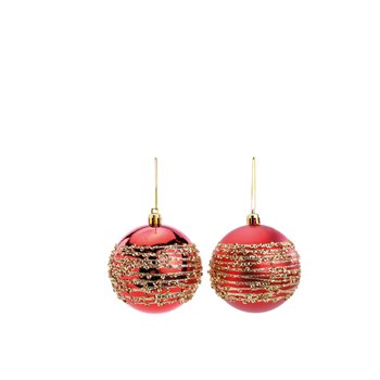 BOLA COM GLITTER . 8CM (BOLS) JG C/6 PC 1106322 VERMELHO / OURO