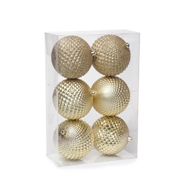 BOLA TRABALHADA . 8CM () JG C/6 PC 1712655 OURO
