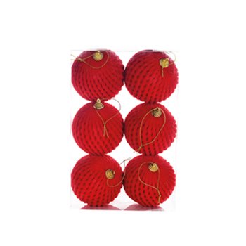 BOLA POMPOM . 8CM () JG C/6 PC 1106492 VERMELHA