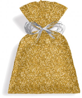 SACO PEROLIZADO PRESENTE BRILLIANCE 25cm x 35cm Pacote 50 Peças OURO