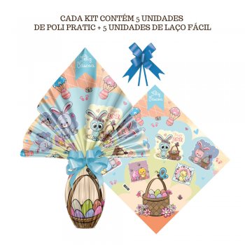 AUTOSSERVIÇO KIT PRATIC PÁSCOA FAZENDA 34cm x 34cm Conjunto 5 Peças .