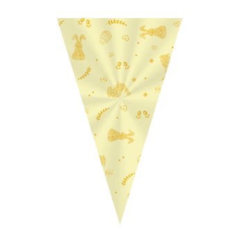 CONE FESTA DECORADO CANDY 18cm x 30cm Pacote 50 Peças AMARELO