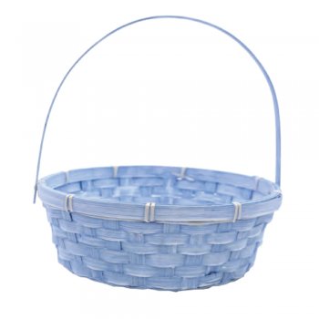 CESTA COM ALÇA REDONDA BAMBU . 1 PEÇA AZUL