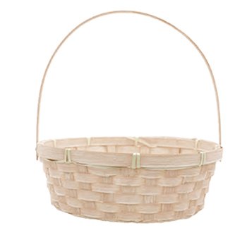 CESTA COM ALÇA REDONDA BAMBU . 1 PEÇA CREME