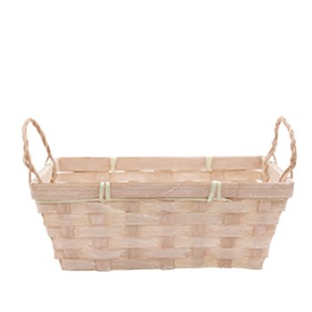 CESTA COM ALÇA RETÂNGULAR BAMBU . 1 PEÇA CREME