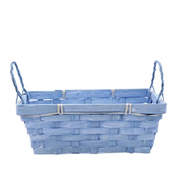 CESTA COM ALÇA RETÂNGULAR BAMBU . 1 PEÇA AZUL