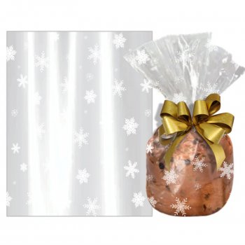 SACO TRANSPARENTE MULTIUSO SNOW FLAKE 25cm x 35cm Pacote 50 Peças BRANCO